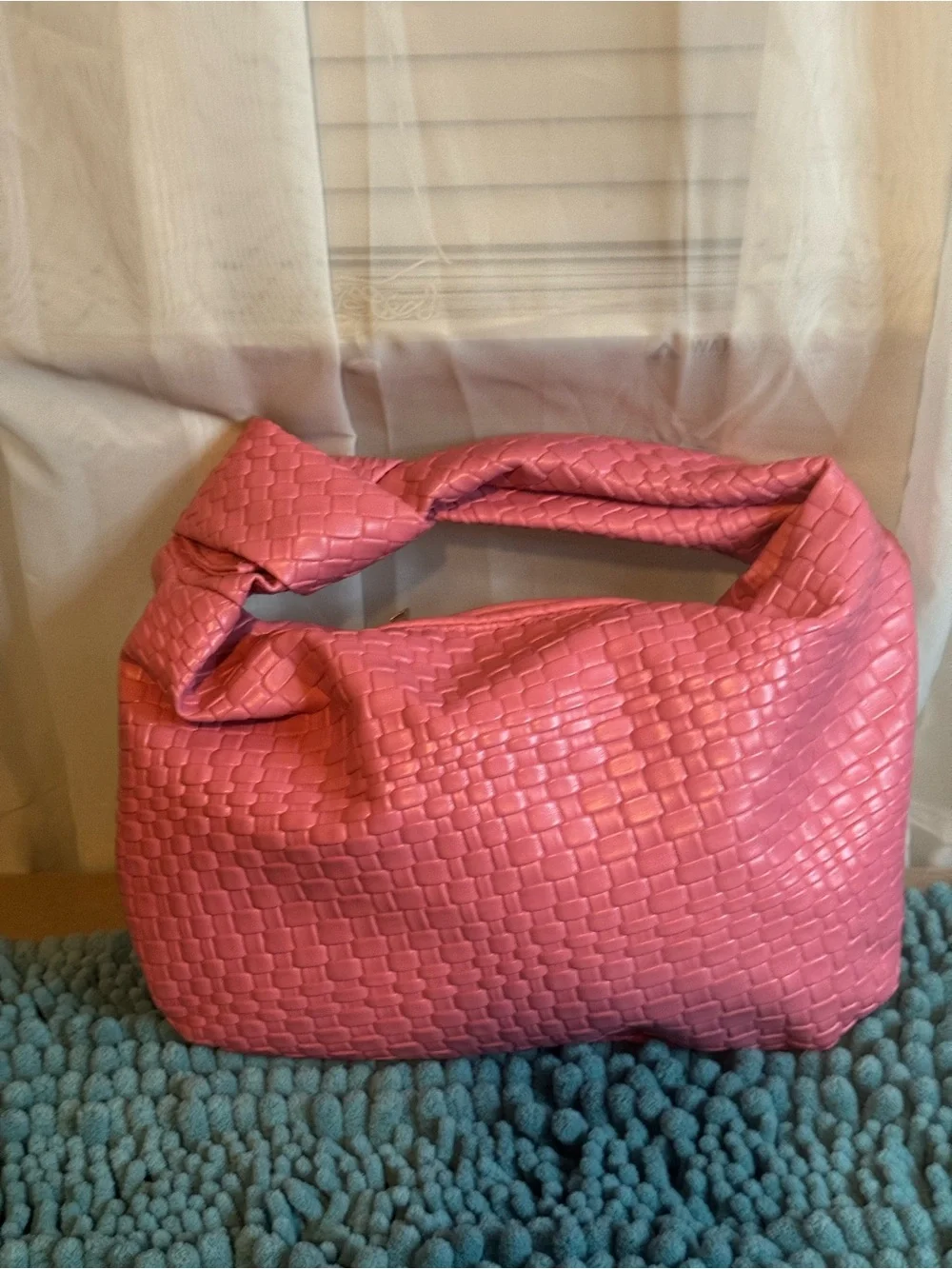 MOTF Pink Woven Bow Shoulder Bag NWOT